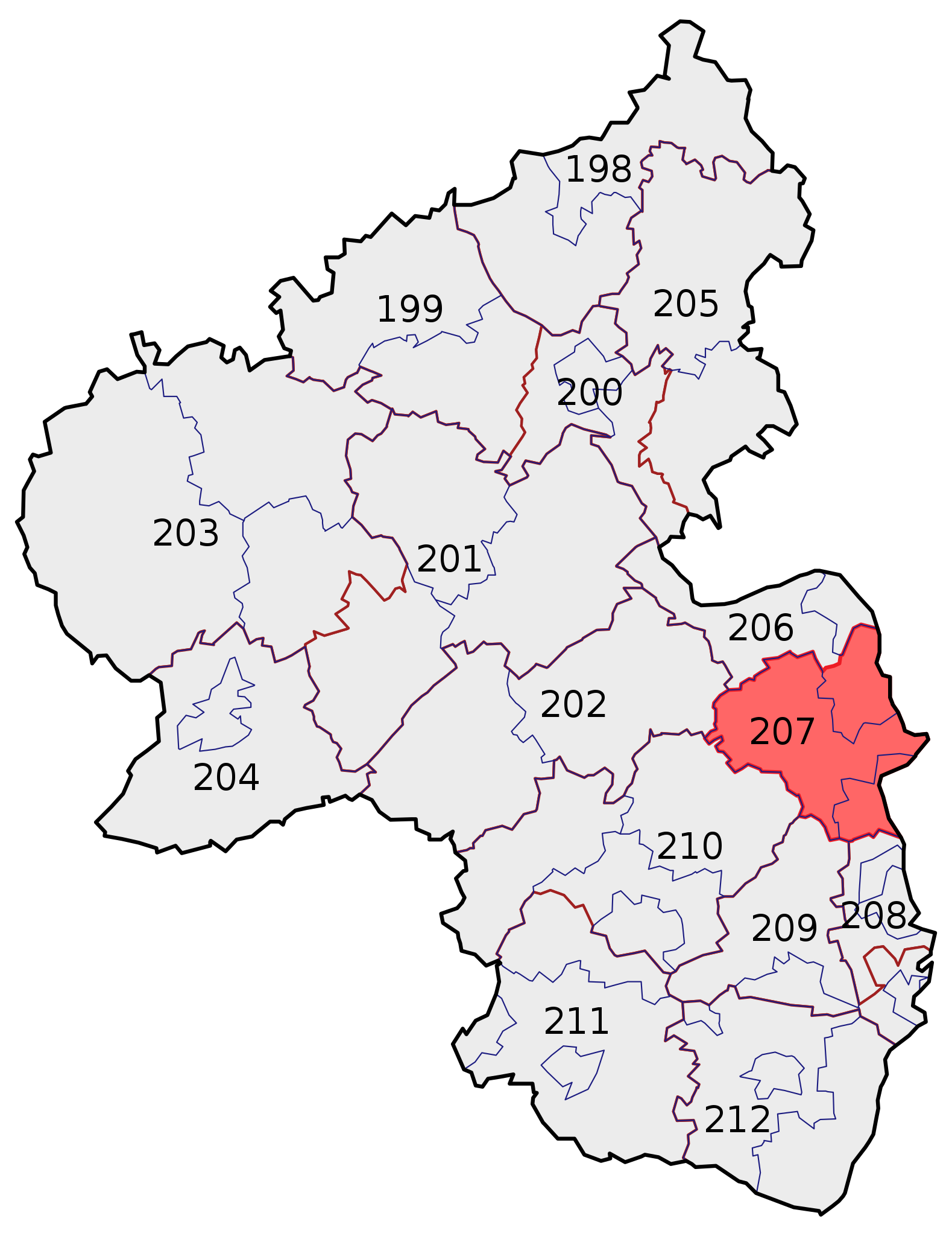 Karte der Bundeswahlkreise Pfalz